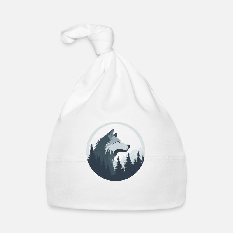 Nordic wild wolf illustration Organic Baby Cap