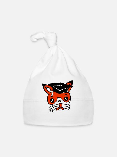 Fox High School Graduation Graduation Certificates College Hat - Organic Baby Cap - white - Front