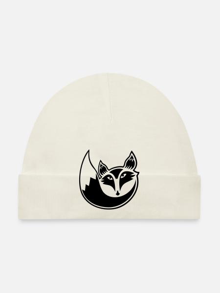 Renard roux Forêt sauvage Animal Cool Logo Icône - Bonnet bio Bébé - blanc - Devant