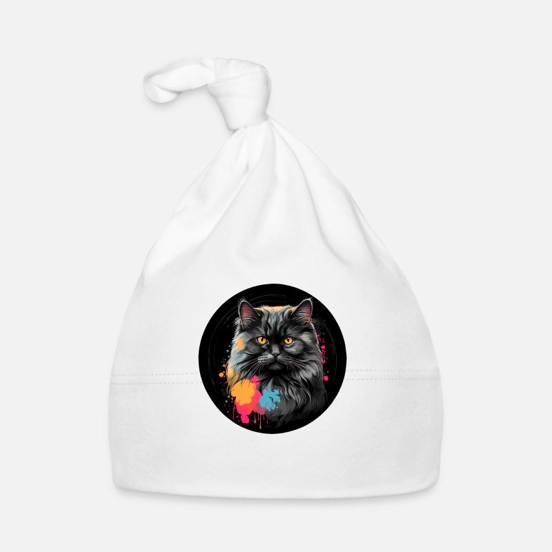 Portrait mignon de chat persan avec des éclaboussures de couleur Bonnet bio Bébé