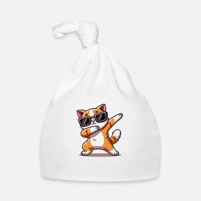 katze comic dabbing - Baby Bio-Mütze - Weiß