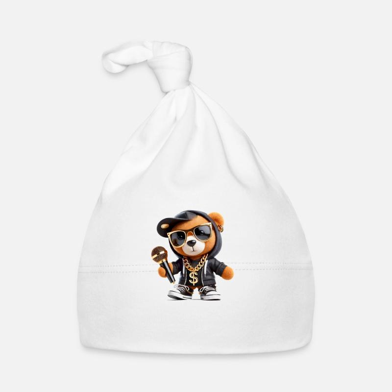 Ours en peluche rappeur Bonnet bio Bébé