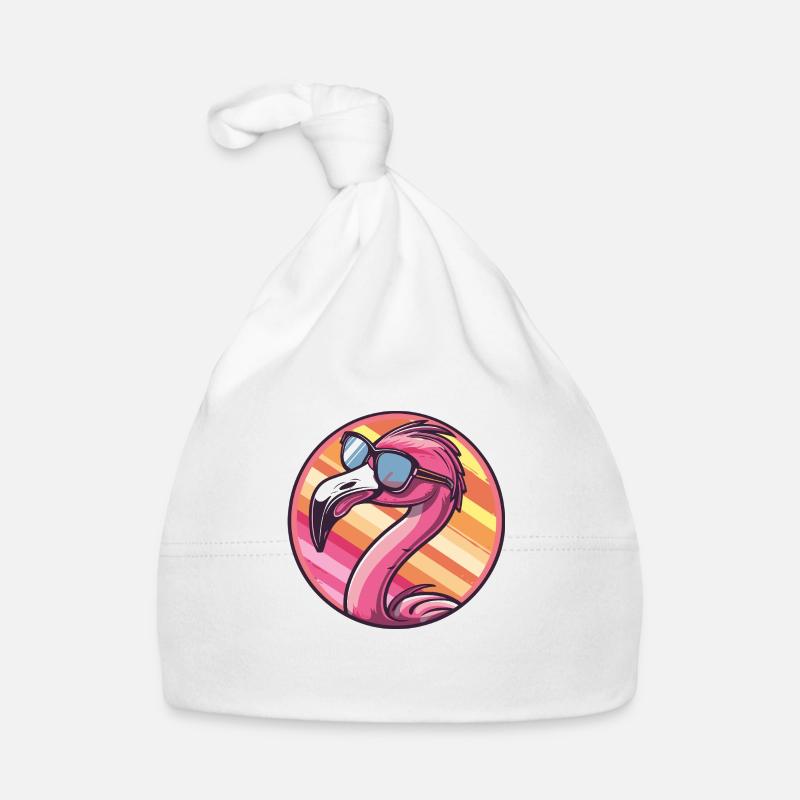 Flamingo Comic Cool - Baby Bio-Mütze - Weiß