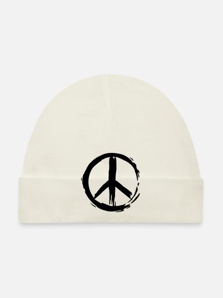 Painted Peace Symbol (vector) - Organic Baby Cap - white - Front