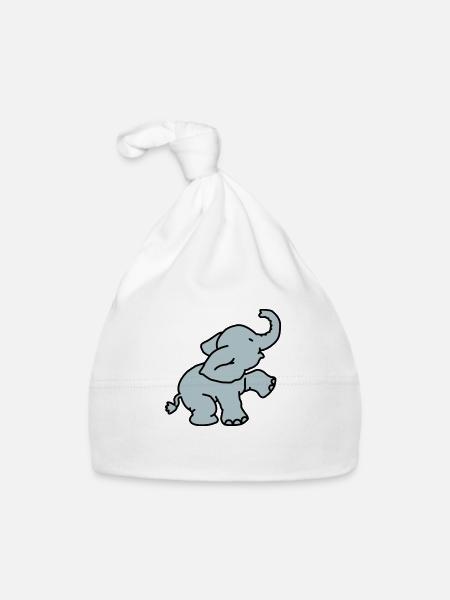 Happy Elephant (2 colors) - Bonnet bio Bébé - blanc - Devant