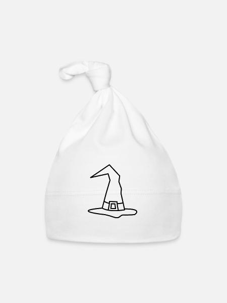 Halloween Witch Hat Witches Hat - Organic Baby Cap - white - Front