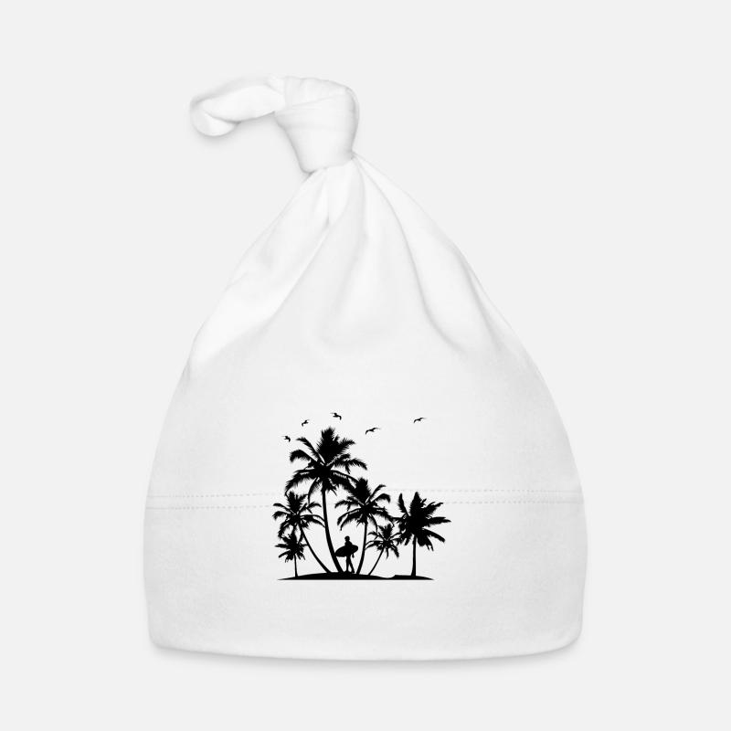 Palmier de plage surfeur silhouette Bonnet bio Bébé
