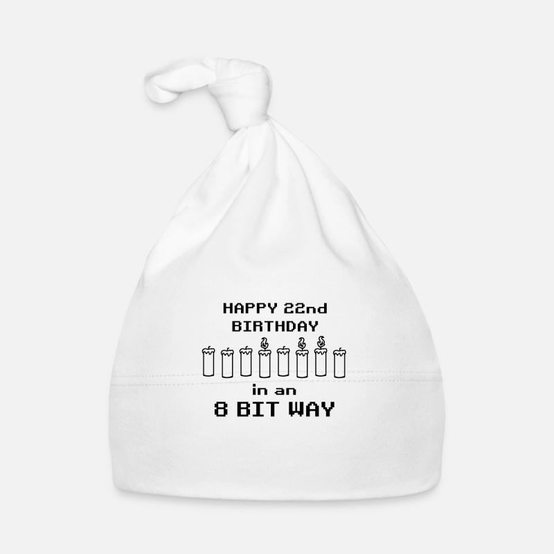 binaire joyeux anniversaire 8bit 22e anniversaire nerd gamer Bonnet bio Bébé
