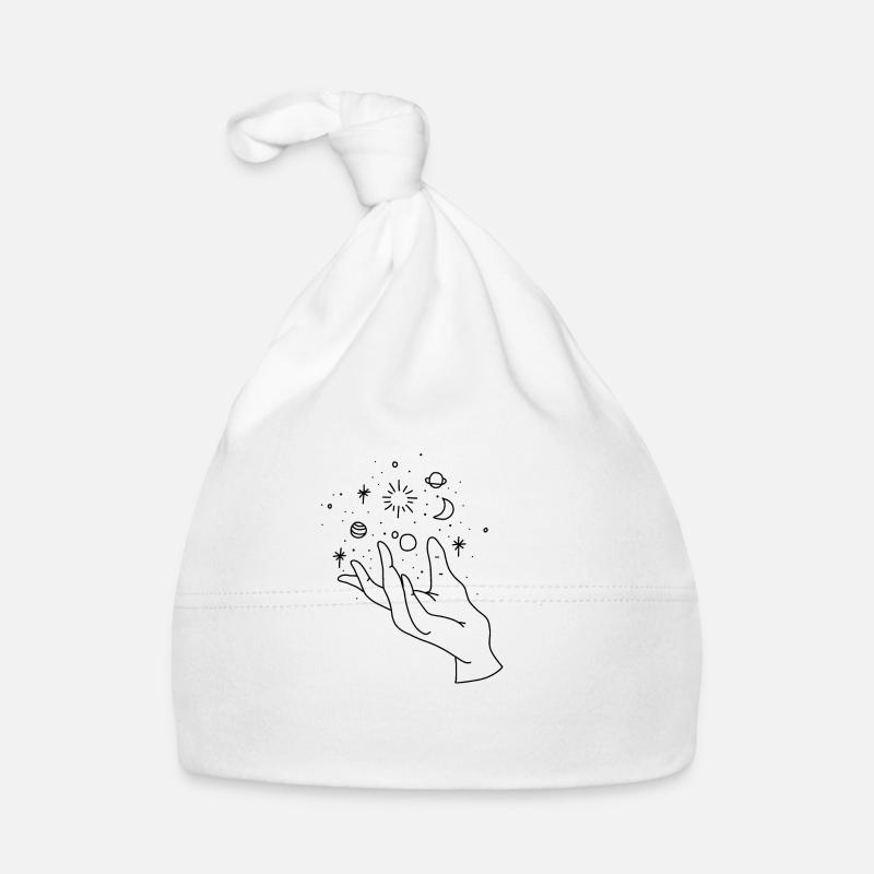 Hand moon space dark Organic Baby Cap