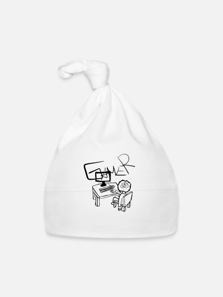 Laptop Pc - Organic Baby Cap - white - Front