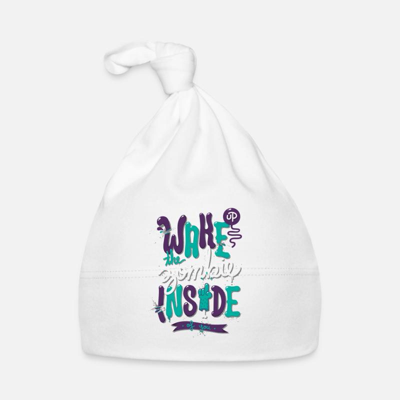Wake up - Zombie inside - Bonnet bio Bébé - blanc