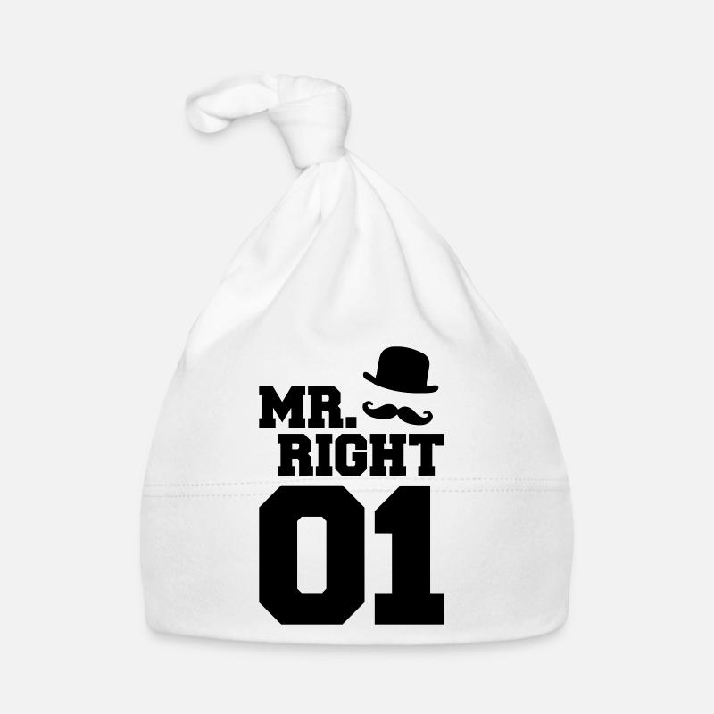 Mr. Right T-Shirt Geschenk Idee Lustig Sprüche Baby Bio-Mütze