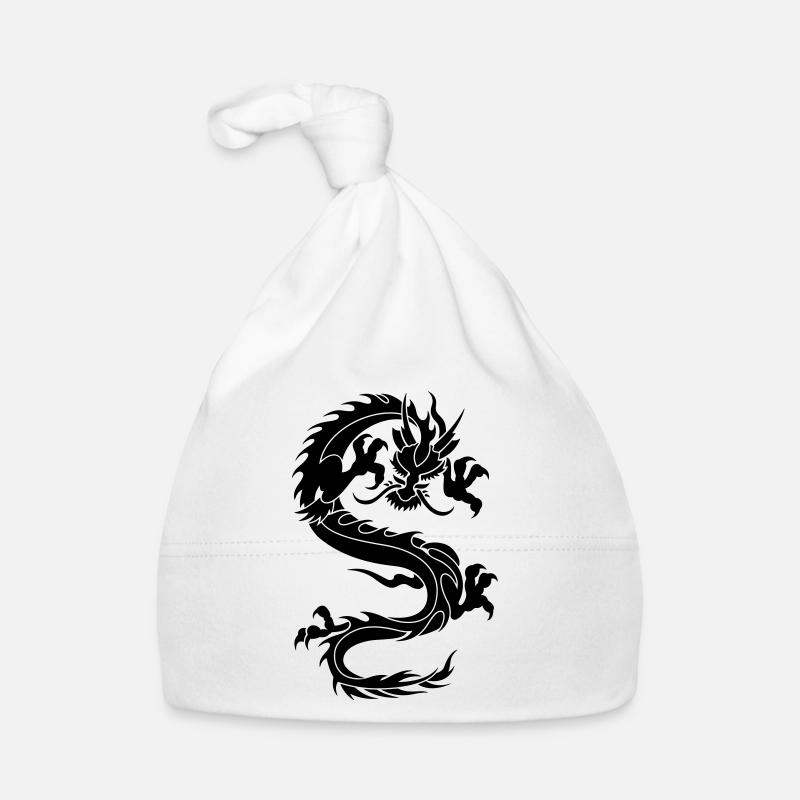 dragon chinois tribal - Bonnet bio Bébé - blanc