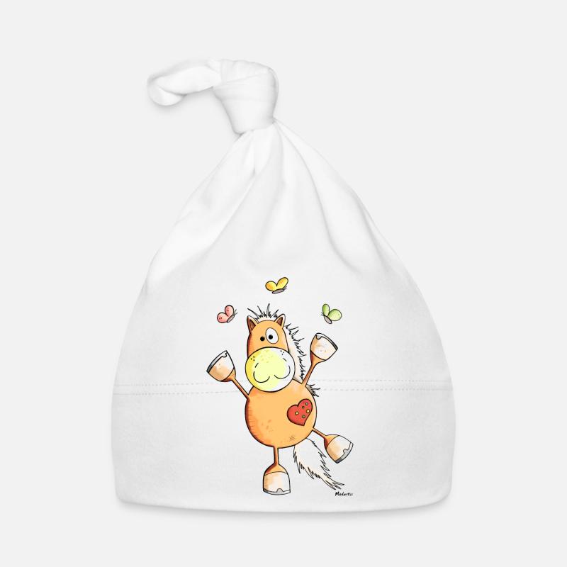 Priscilla das Pferd - Baby Bio-Mütze - Weiß
