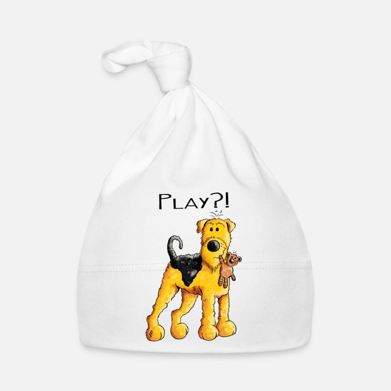 Play Airedale Terrier mit Teddy - Comic - Fun Baby Bio-Mütze