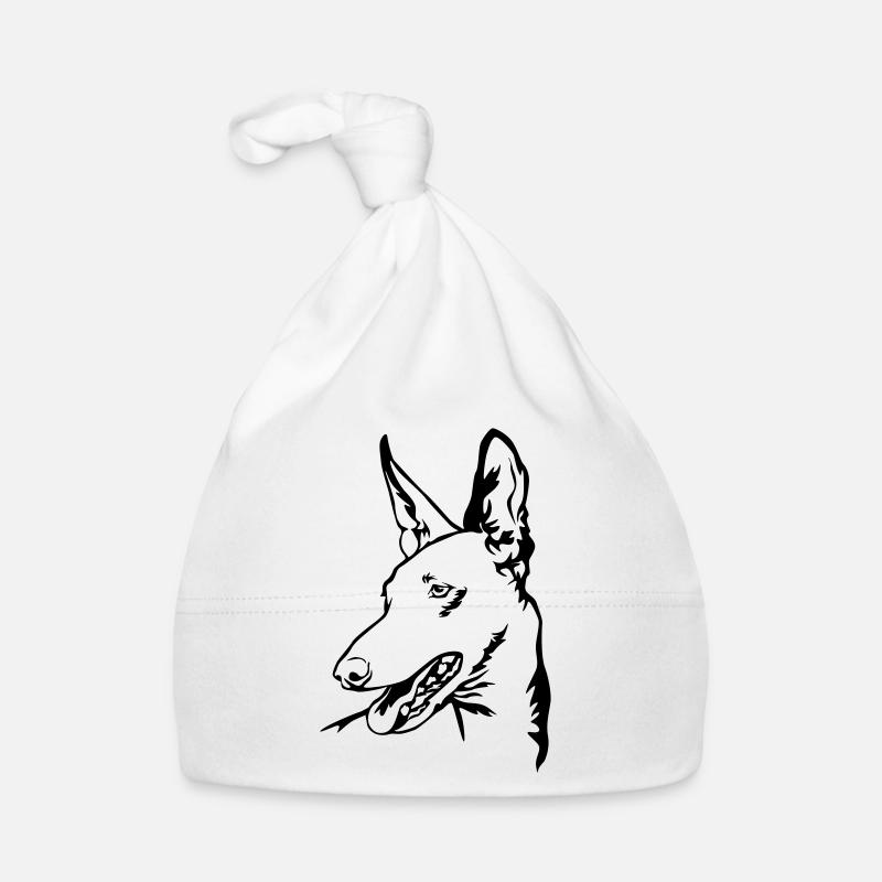 Tête Podenco - Bonnet bio Bébé - blanc