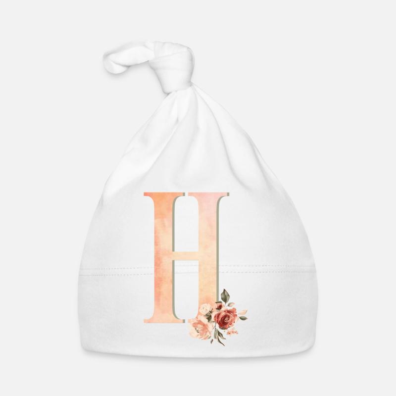 Lettre H avec fleurs Bonnet bio Bébé