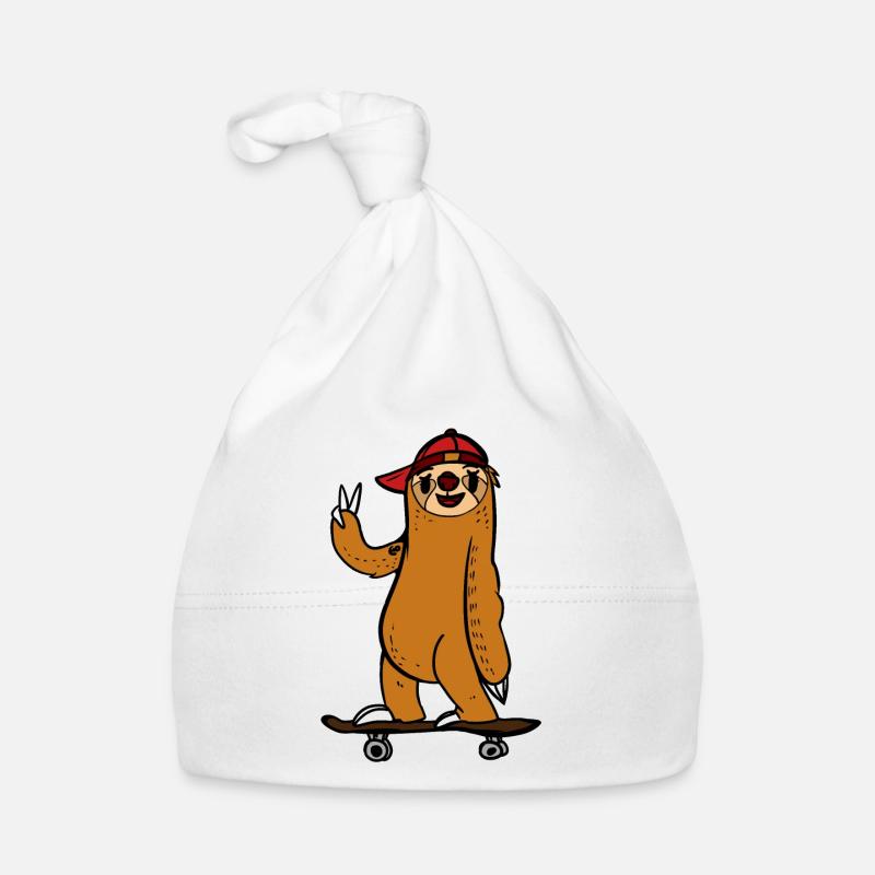 Skateboard Faultier Baby Bio-Mütze
