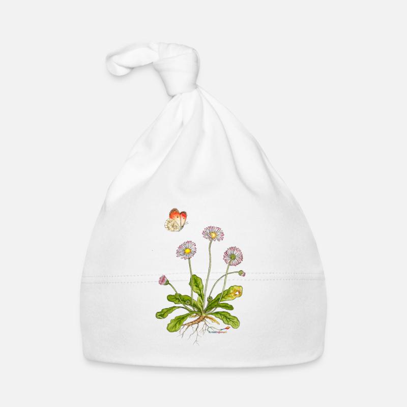 Gänseblümchen mit Aurorafalter Baby Bio-Mütze