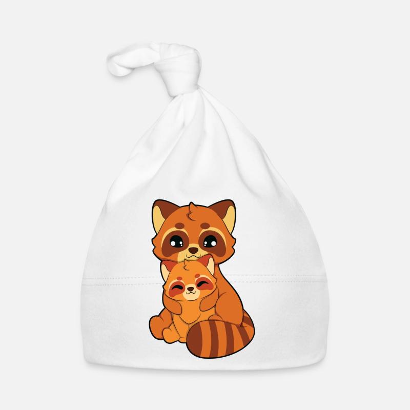 Câlin de panda roux - Bonnet bio Bébé - blanc