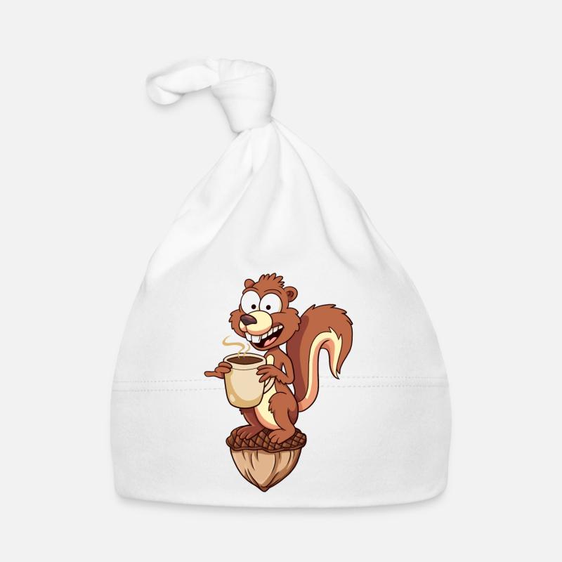 Benno the Squirrel (mit Eichel) - Baby Bio-Mütze - Weiß