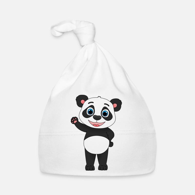 "Hi everyone!" Süß winkender Comic Panda Baby Bio-Mütze