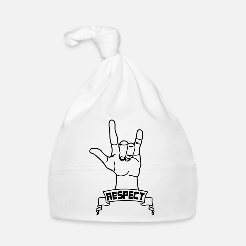 Handgeste Respekt mit Text RESPEKT Baby Bio-Mütze