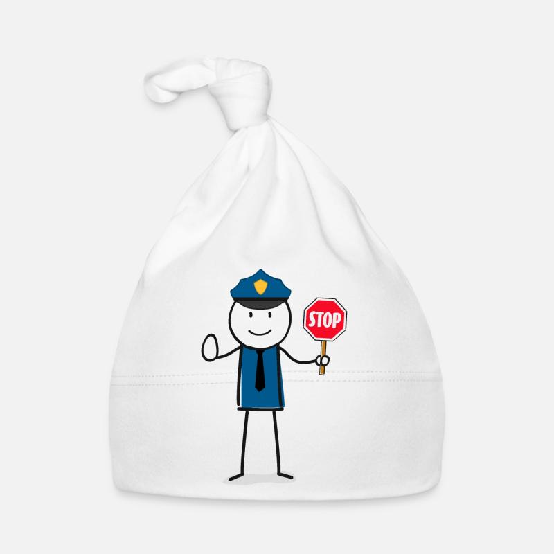 Polizei Stop Strichmännchen Baby Bio-Mütze