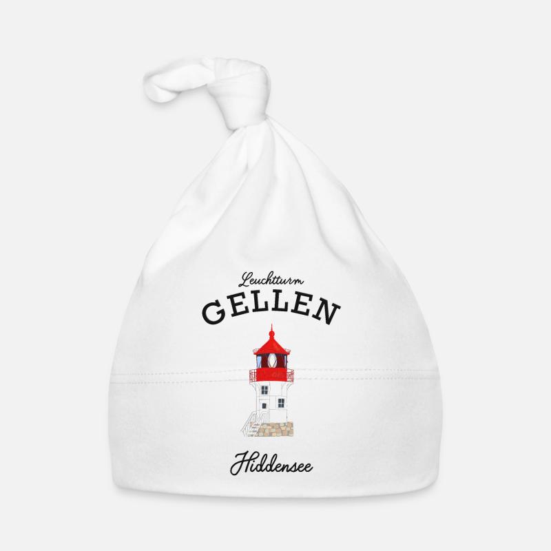 Hiddensee, Leuchtturm Gellen, Poster - Baby Bio-Mütze - Weiß