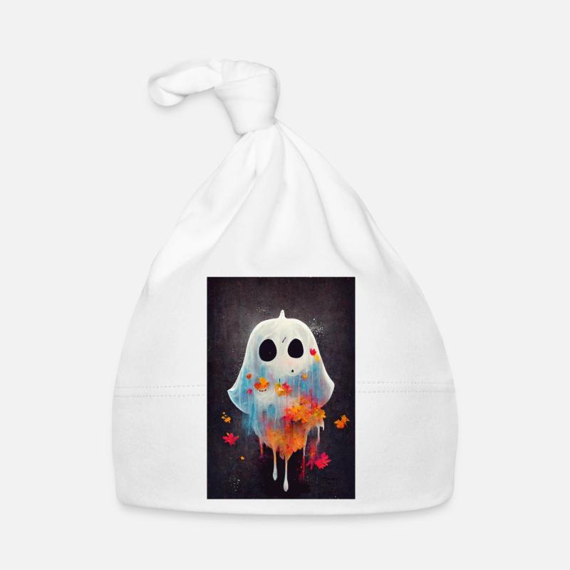 Cute Little Ghost Paint Splatter Organic Baby Cap