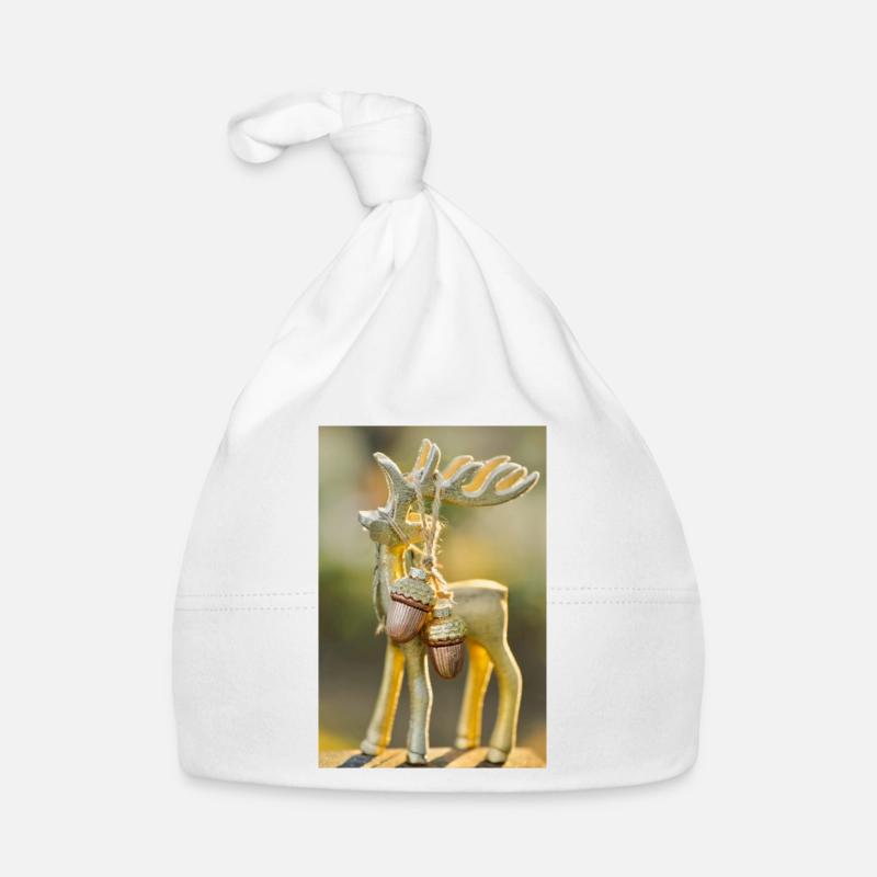 orignal renne Noël - Bonnet bio Bébé - blanc
