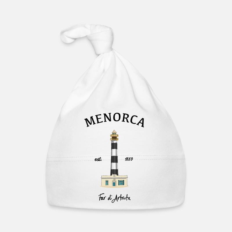 Menorca, lighthouse at Cap d'Artrutx, drawing Organic Baby Cap