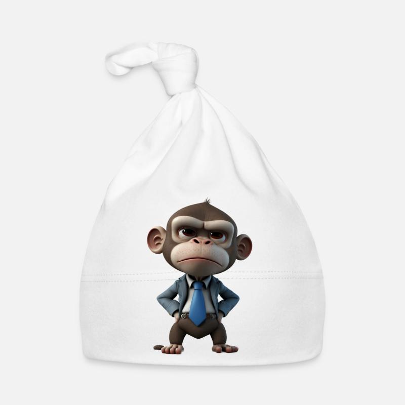 Homme d’affaires Singe - Bonnet bio Bébé - blanc
