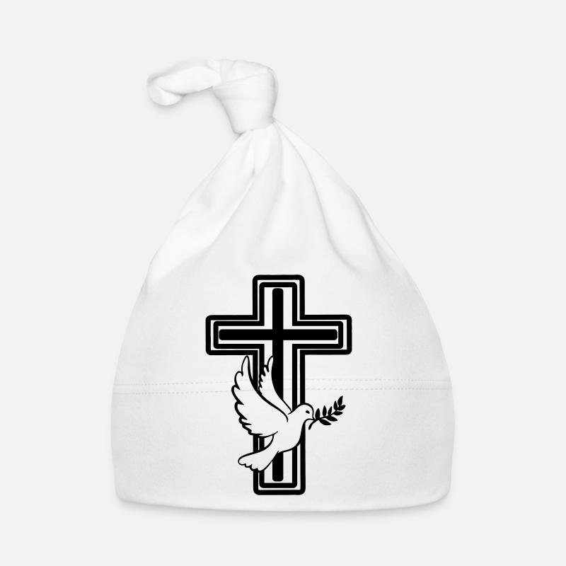 Kreuz mit Taube Baby Bio-Mütze