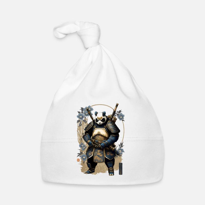 Panda in samurai armor in ukiyo-e style Organic Baby Cap