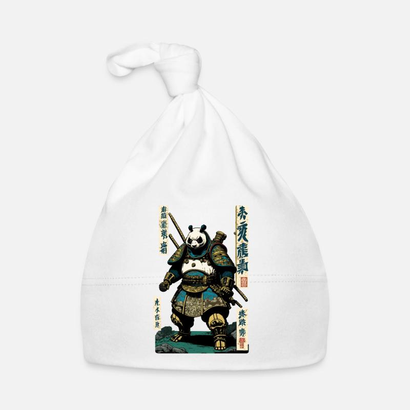 Panda en armure de samouraï dans le style ukiyo-e Bonnet bio Bébé
