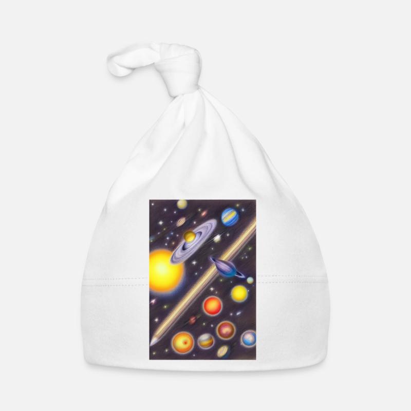 Espace et planètes - Bonnet bio Bébé - blanc