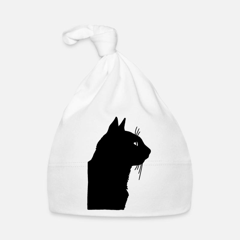 Chat noir - Bonnet bio Bébé - blanc