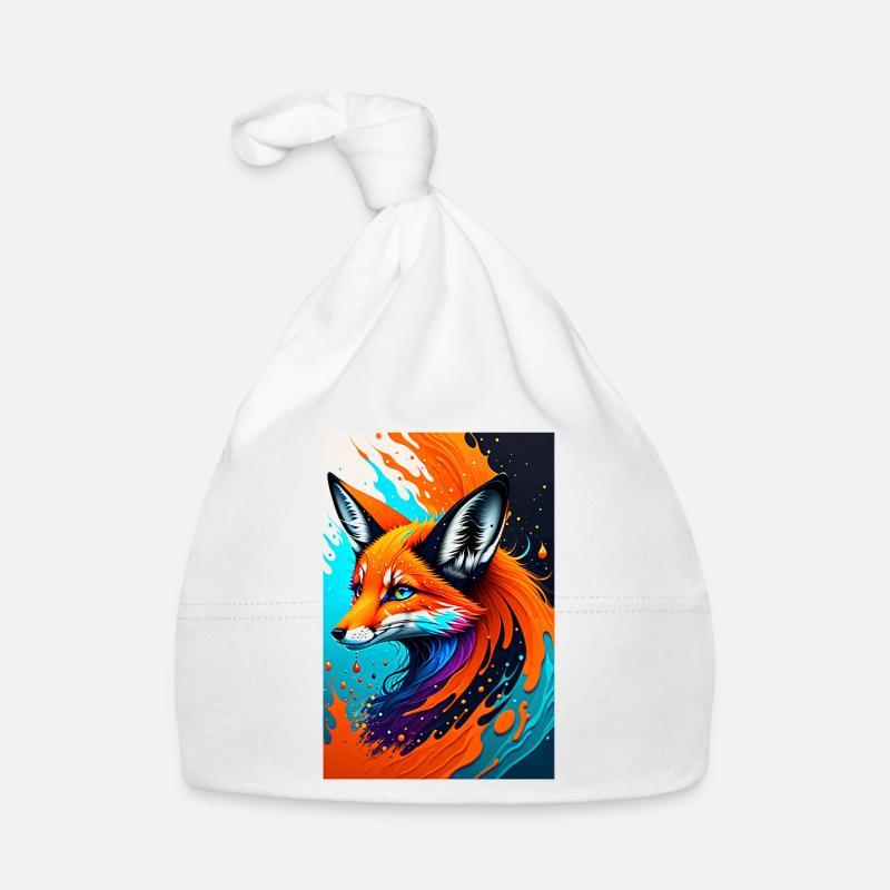 Art coloré Potrait Fox 1 Bonnet bio Bébé