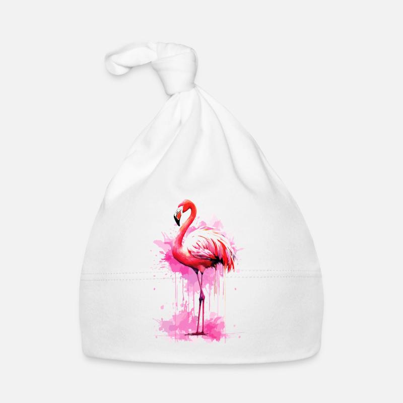 Flamingo Bird Exotic Summer Splash Pink Pink Organic Baby Cap