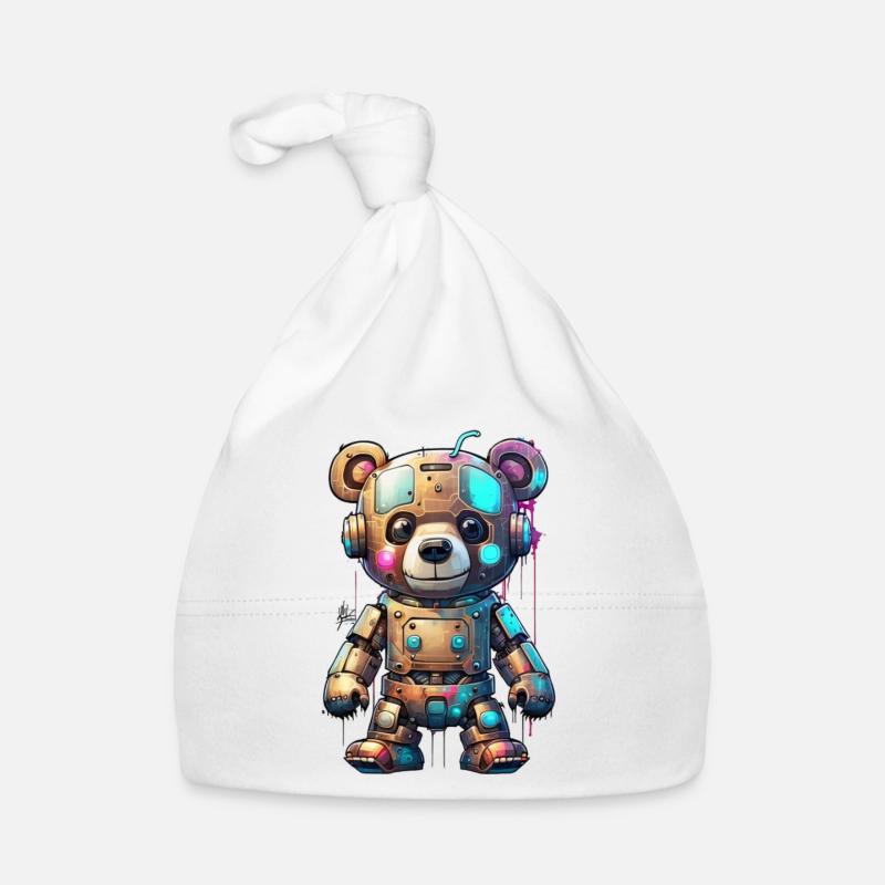 Robot Bear Organic Baby Cap