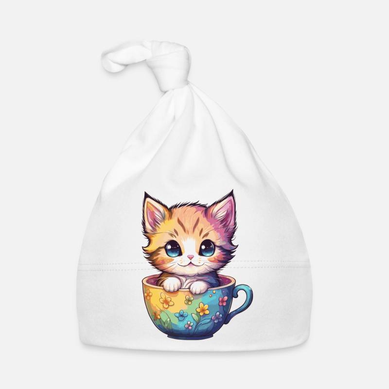Chaton dans la tasse Bonnet bio Bébé