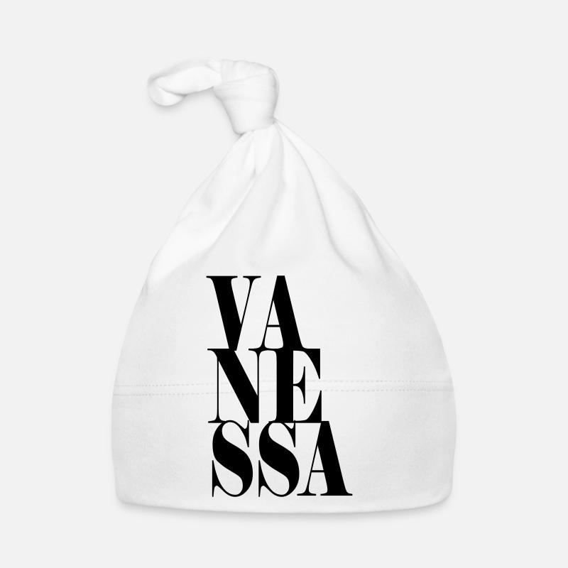Vanessa Surname First name Modern font Word Art Organic Baby Cap