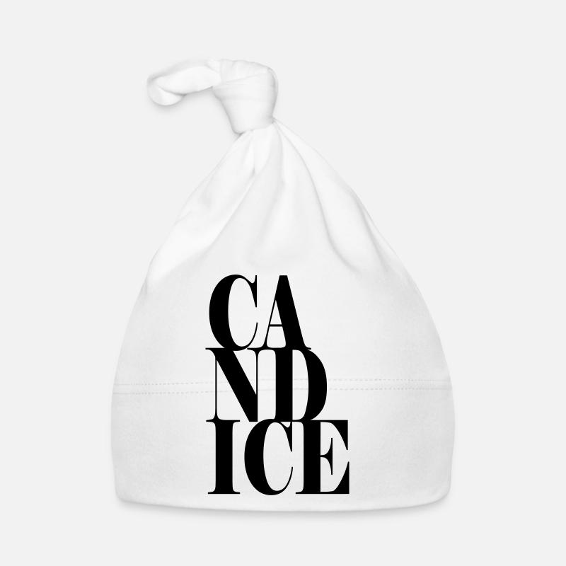 Candice Surname First name Modern font Word Art Organic Baby Cap