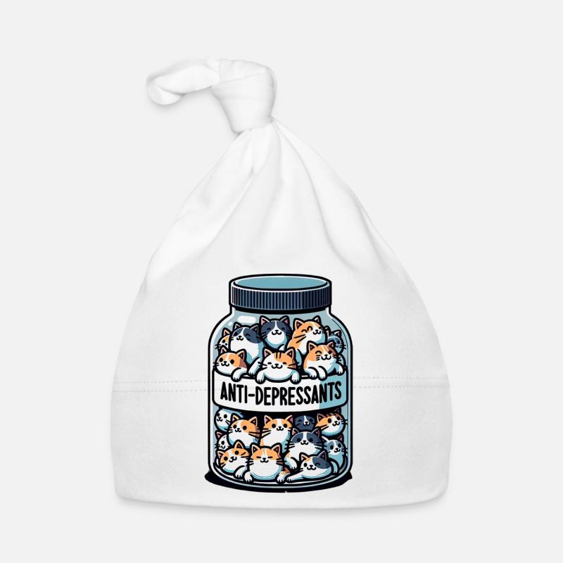 Verre antidépresseur avec chats - Bonnet bio Bébé - blanc