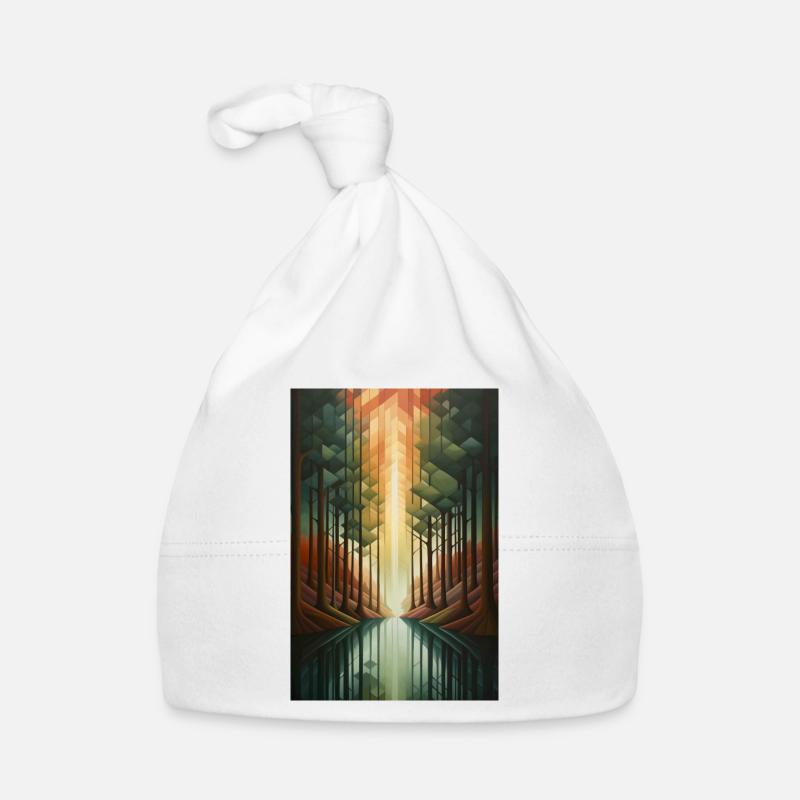 Paysage de Forêt dans un style géométrique Bonnet bio Bébé