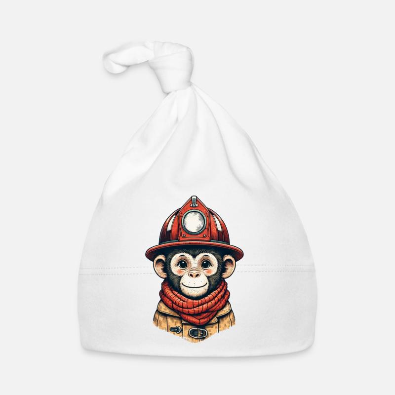 Pompier singe | Sapeurs-pompiers Äffle Bonnet bio Bébé