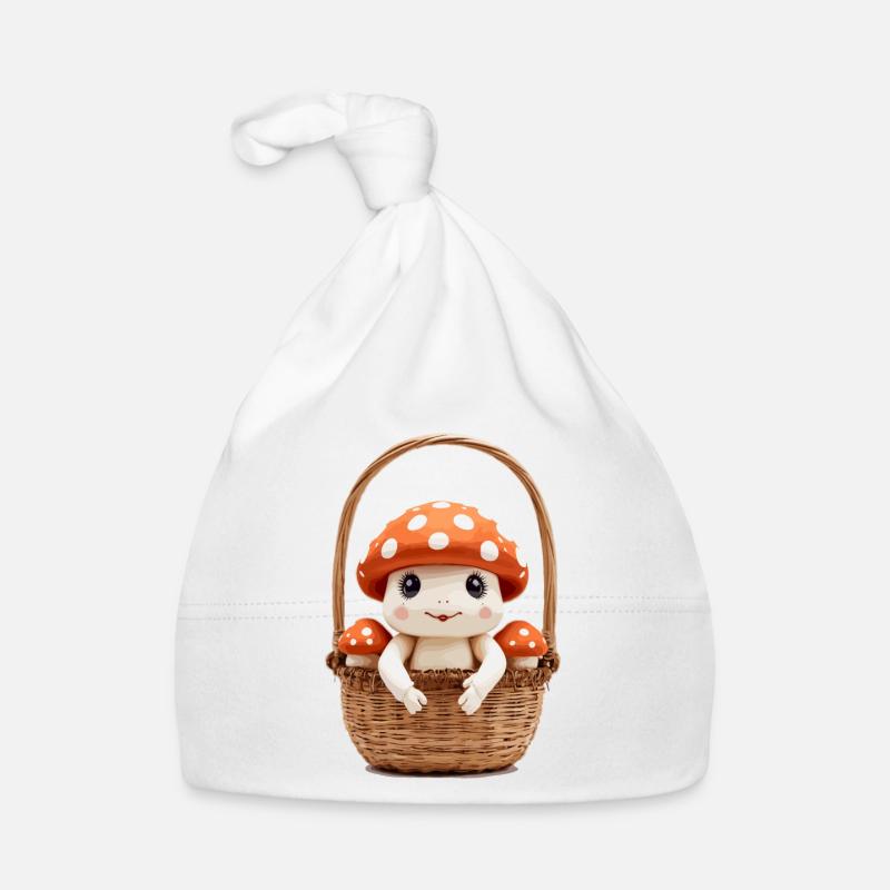 Cute toadstool in basket Organic Baby Cap