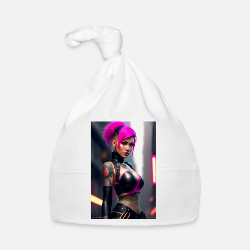 Fille cyberpunk - Bonnet bio Bébé - blanc