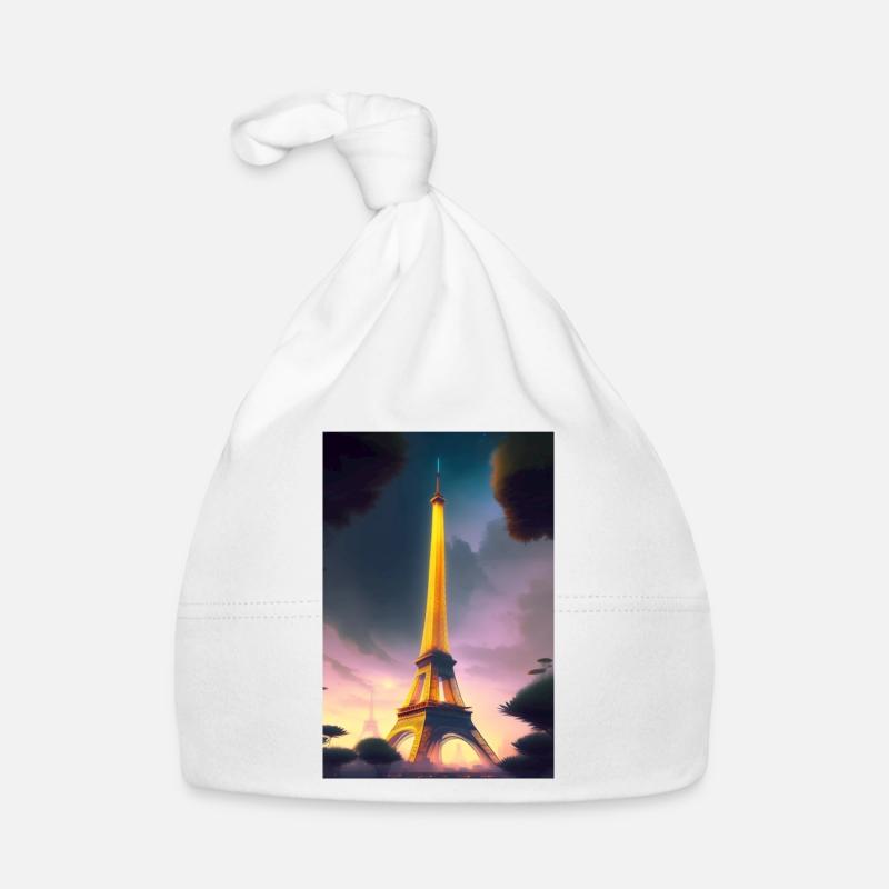 Tour Eiffel - Bonnet bio Bébé - blanc